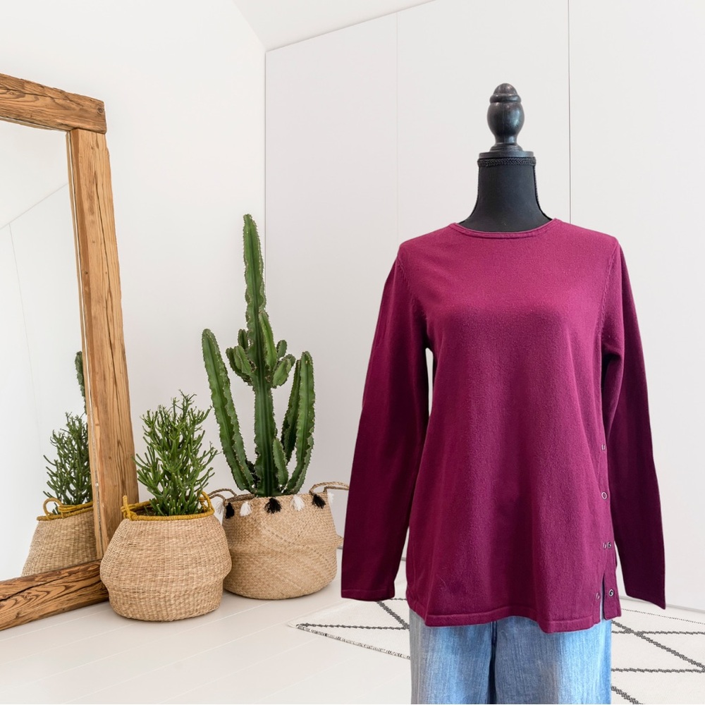 J. Jill Snap Button Side Classic Knit Sweater
